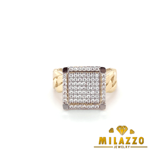 10K Big Square Stone Chain Style Ring